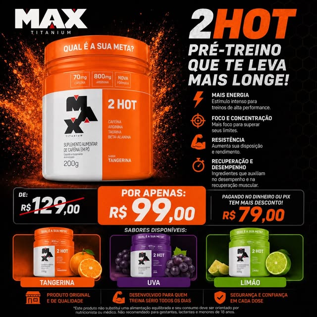 Arte de oferta do pré-treino 2HOT da Max Titanium