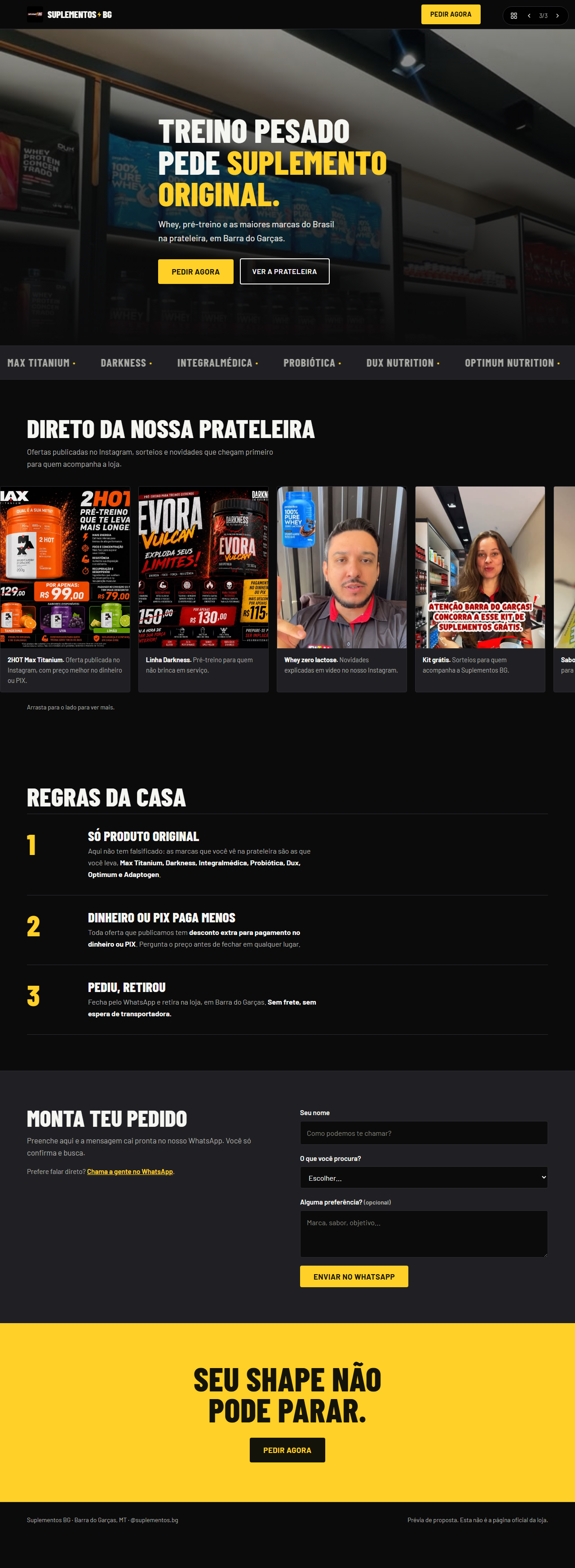 Prévia da proposta 3, pôster preto e amarelo